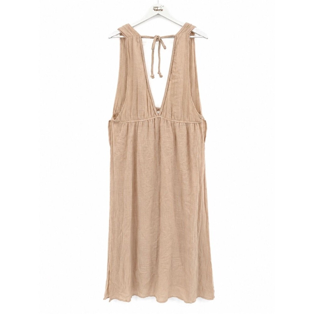 Shade & Shore Cotton Swim Coverup Long Beige Tan Summer Dress Slit Sides XL